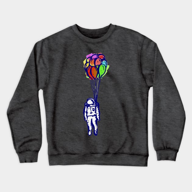 The blue Astronaut and the colourful Balloons Crewneck Sweatshirt by SPAZE